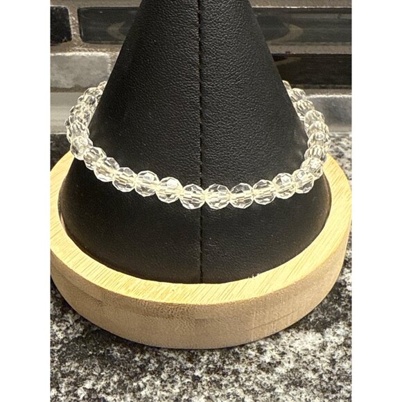 Clear Faux Quartz Crystal Beaded Stretch Bracelet - Picture 3 of 3